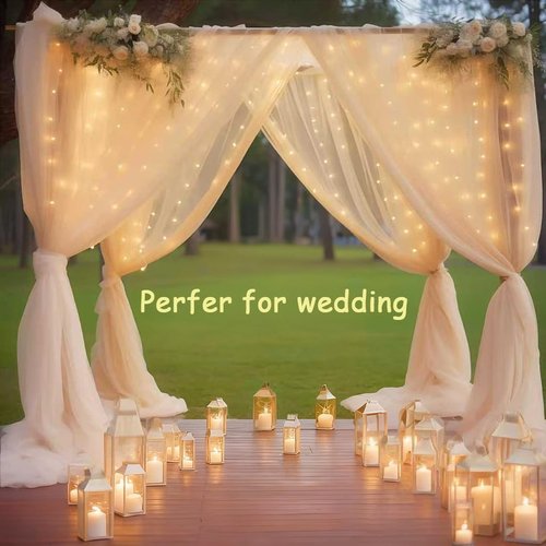 Honche 300 LED Fairy Curtain String Lights - 10x10ft Remote Control Window Lights for Bedroom & Wedding Decor | Warm White