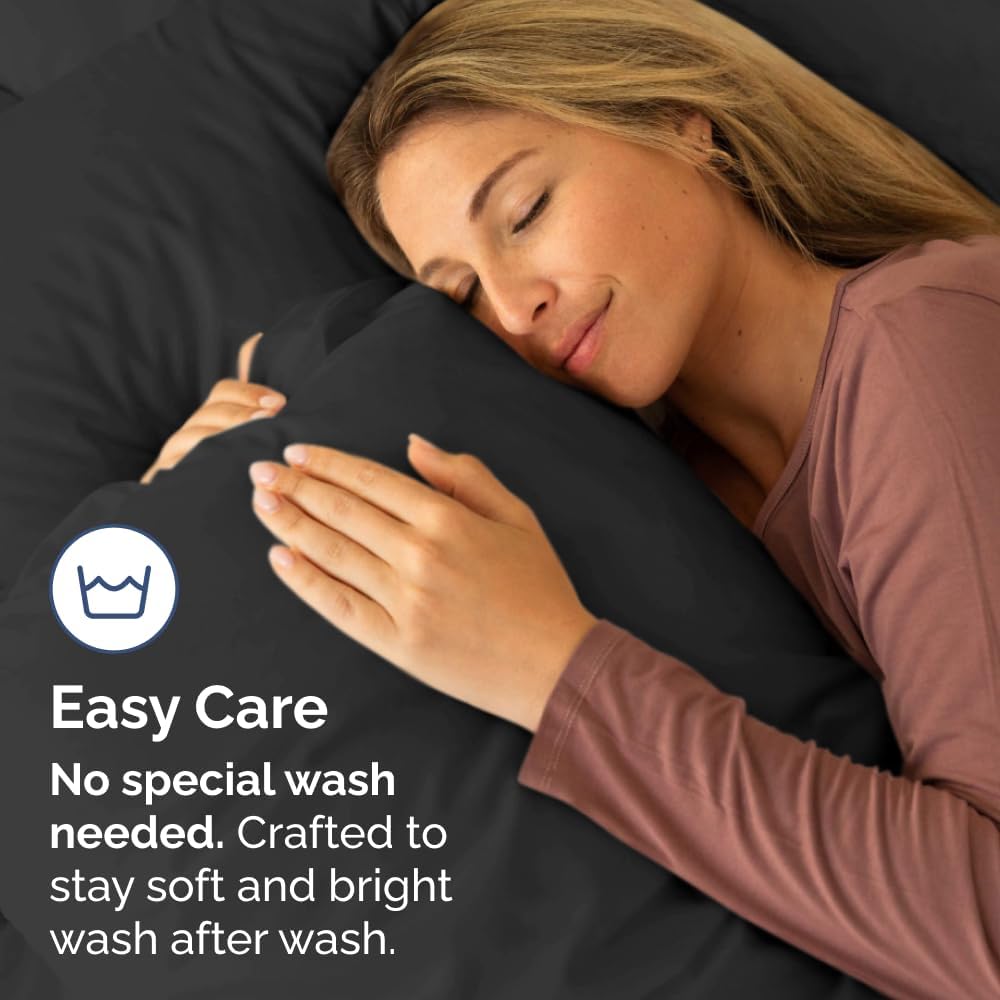 Skiennix Body Pillowcases Set of 2 | Soft & Breathable 20x54 Long Pillow Covers - Wrinkle & Fade Resistant, Machine Washable (Black)
