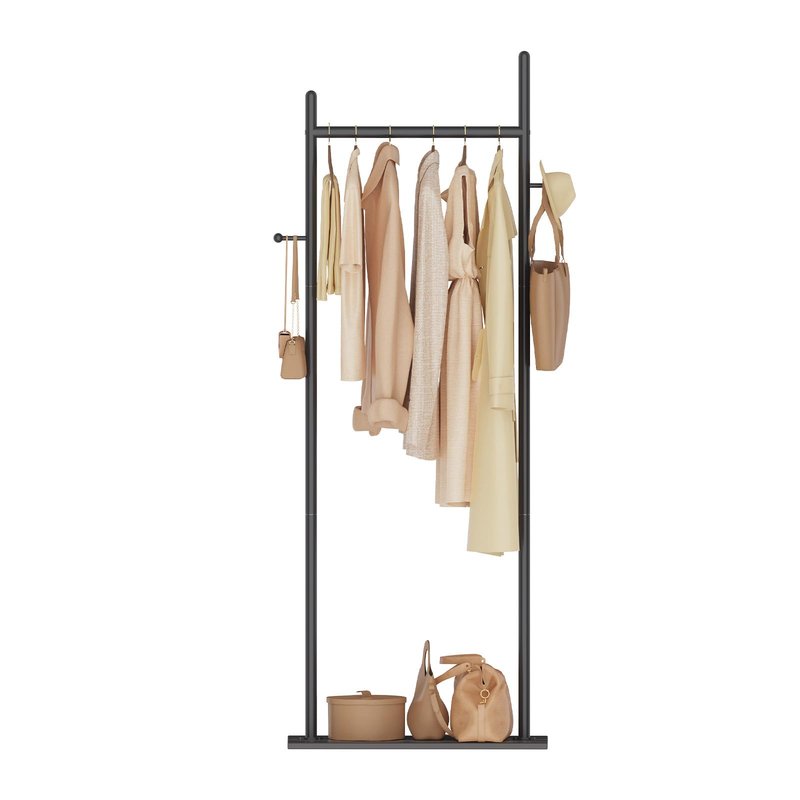 GUOHNHE Large Metal Coat Rack Freestanding, Modern Coat Hanger Stand with 2 Hooks and Heavy Rock Slab Base, Industrial Clothes Rack, Garment Rack, 19.7 x 11.8 x 68.9 In, Black, GYJ202MB