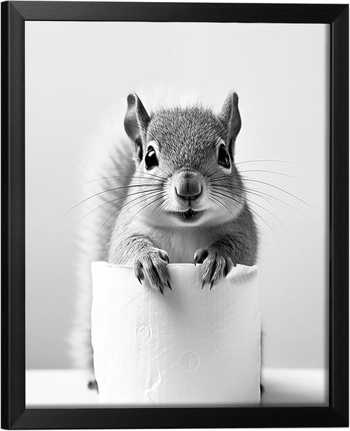 Funny Bathroom Art - Aesthetic Black and White Framed Wall Decor for Stylish Spaces