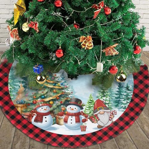 Juniissl Snowman Gnomes Christmas Tree Skirt Medium 36 Inch Holiday Decor