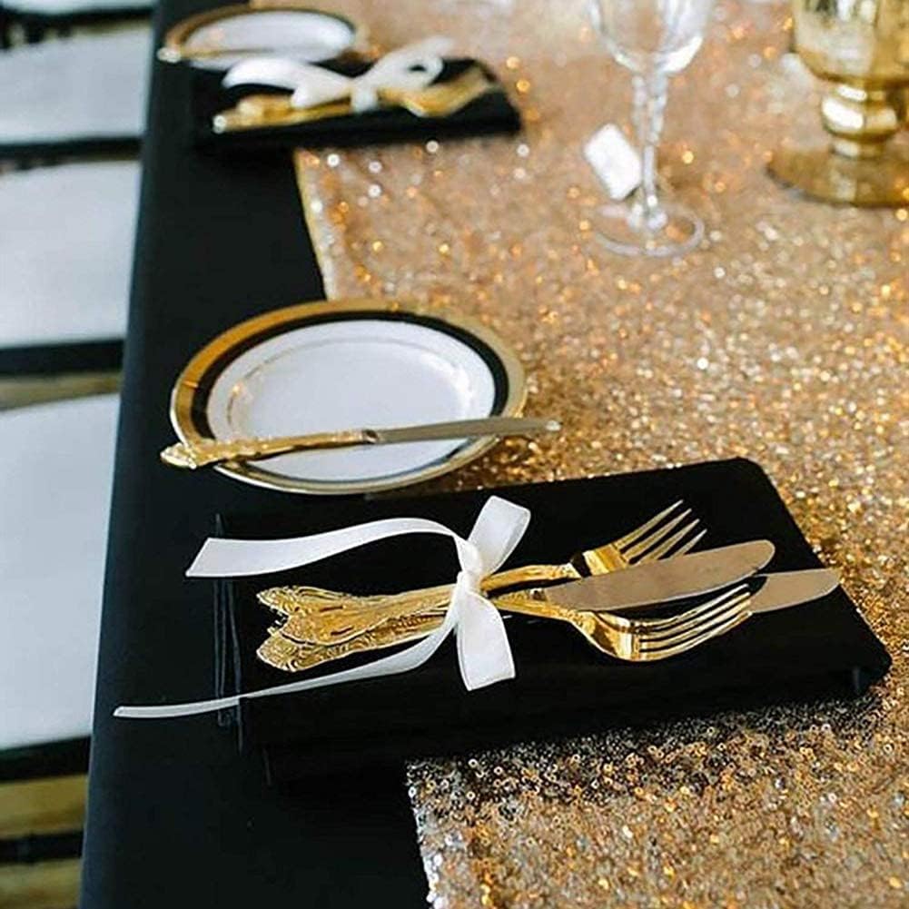 Juya Delight 10 Pack 12" x 72" New Gold Sequin Table Runner for Party Dinner Banquet Festival Wedding Anniversary Exhibition Dessert Table…