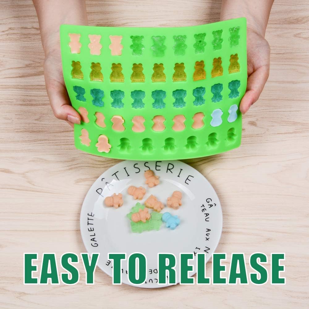 Silicone Candy Gummy Bear Molds - Premium 4-Pack with Bears, Frogs, Lions & Monkeys | Includes 2 Droppers