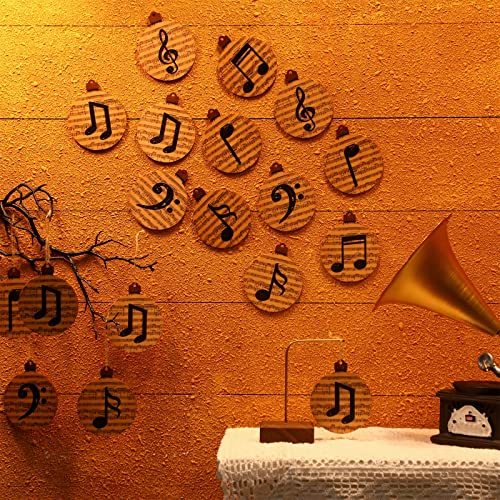 Gerrii 36 Pcs Wooden Christmas Music Ornaments Treble Clef Decoration Brown - Holiday Wall Decor