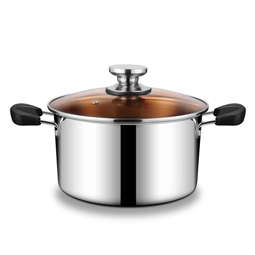 6 Quart Stainless Steel Stock Cooking Pot, Onader Tri-Ply Soup Induction Pot Stockpot with Lid & Anti-Scald Handles