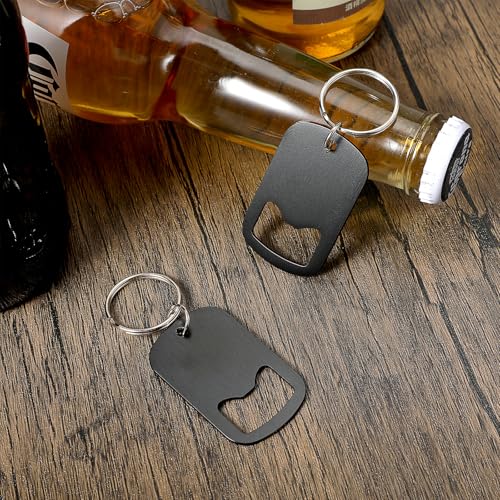 Ouligay 2-Pack Stainless Steel Beer Bottle Opener Keychains for Bartenders & Men