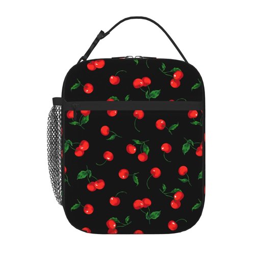 UEQIKI Cherry Insulated Lunch Bag for Women & Men, Reusable Leak-Proof Lunch Box with Cooler Compartment, Lunch Tote for Adults Work Travel Picnic Durable & Washable