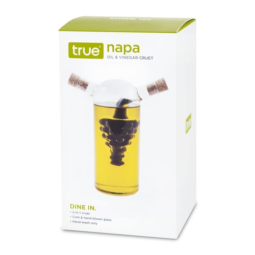 True Napa Olive Oil and Vinegar Cruet with Cork Stopper, Perfect for Housewarming, Picnic, Dinner, BBQ, Outdoor Party, Salad Bar Accessories, Home Essentials, Set of 1