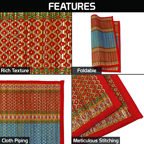 Handcrafted Natural River Grass Meditation Prayer Mats, 20x18 Inch, Set of 2