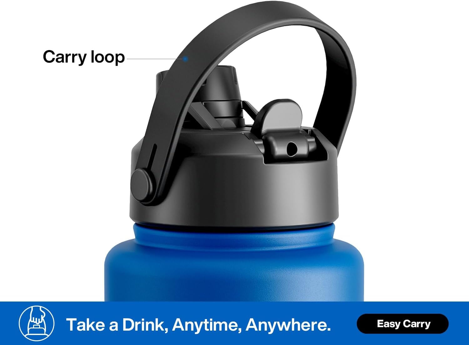 POWCAN 40 oz Insulated Water Bottle - 2-in-1 Straw & Spout Lid, Leak-Proof, BPA-Free | Pacific Ocean Color