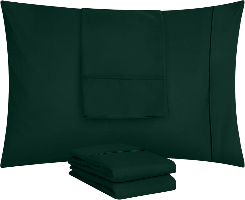 Utopia Bedding Standard Pillow Cases - Soft Brushed Microfiber - 4 Pack, Emerald | 20 x 26 Inches