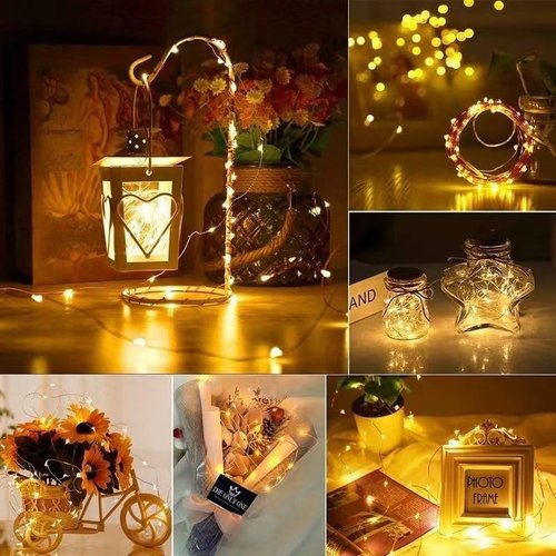 Microwear 33Ft LED Photo Clip String Lights - USB/Battery Powered, 8 Modes, Remote Control | Perfect for Bedroom & Wedding Décor