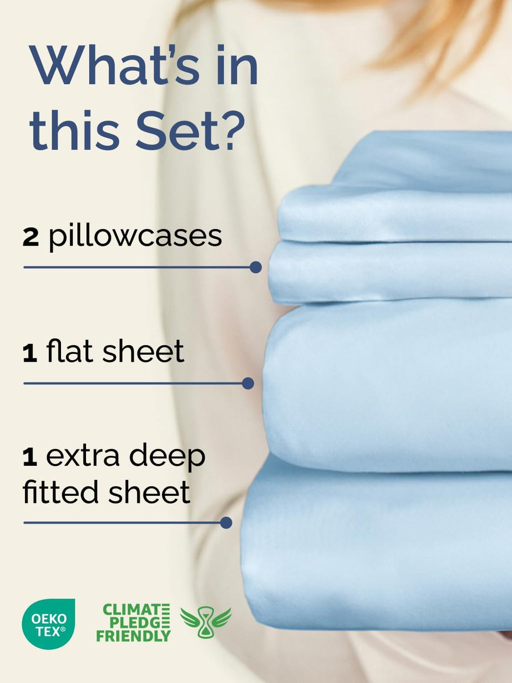 Skiennix Extra Deep Twin Sheet Set | 4-Piece Breathable Cooling Bedding - Soft, Wrinkle-Free Light Blue