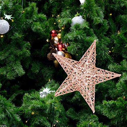 Glittering Iron Christmas Tree Star Topper - 20cm Festive Holiday Decor