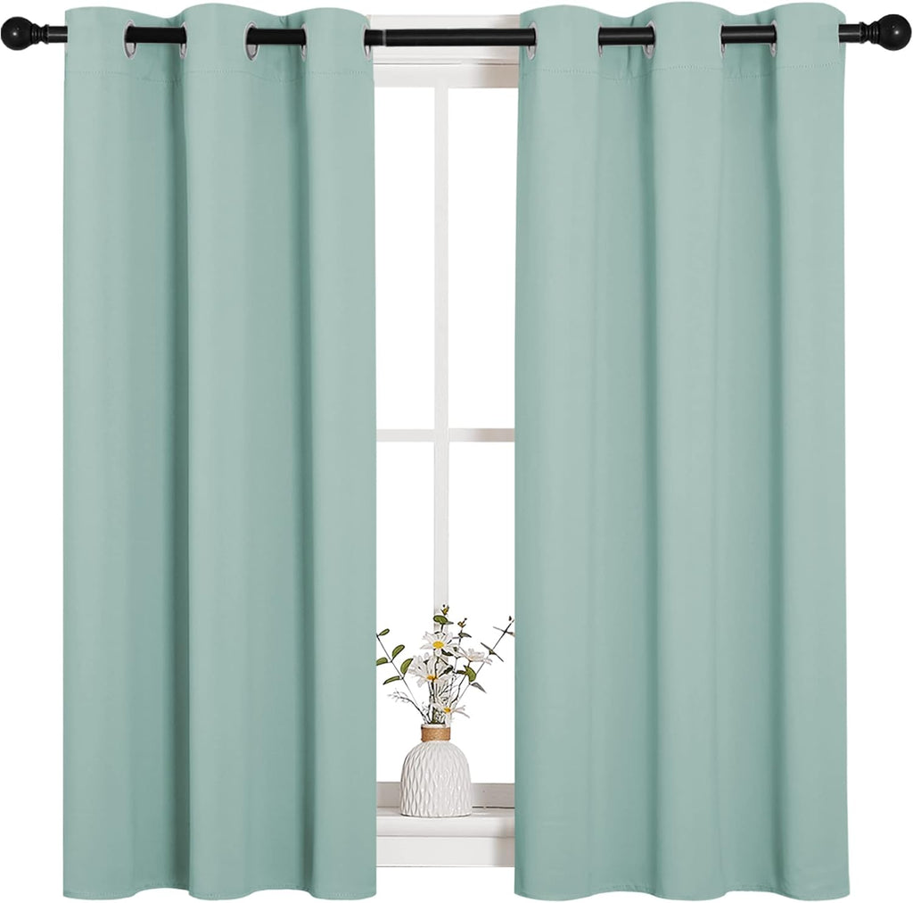 NICETOWN Aqua Blue Thermal Insulated Blackout Curtains - Room Darkening Drapes, Set of 2 (34x45 inches)