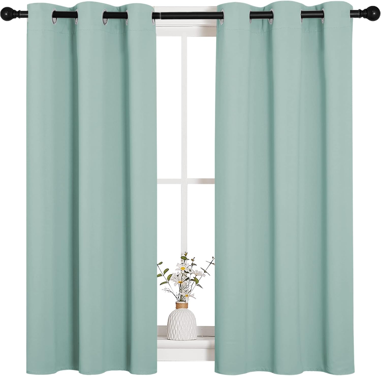 NICETOWN Aqua Blue Thermal Insulated Blackout Curtains - Room Darkening Drapes, Set of 2 (34x45 inches)