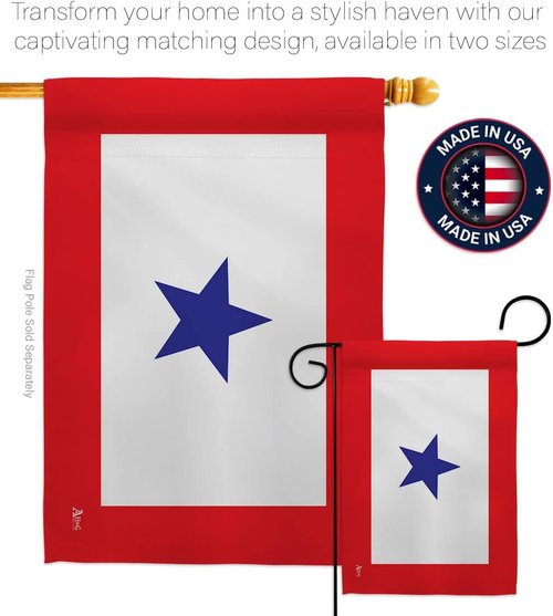 Blue Star Flag | Military Family Deployment Flag with Pole Set - Outdoor Yard Decor & Memorial Gift