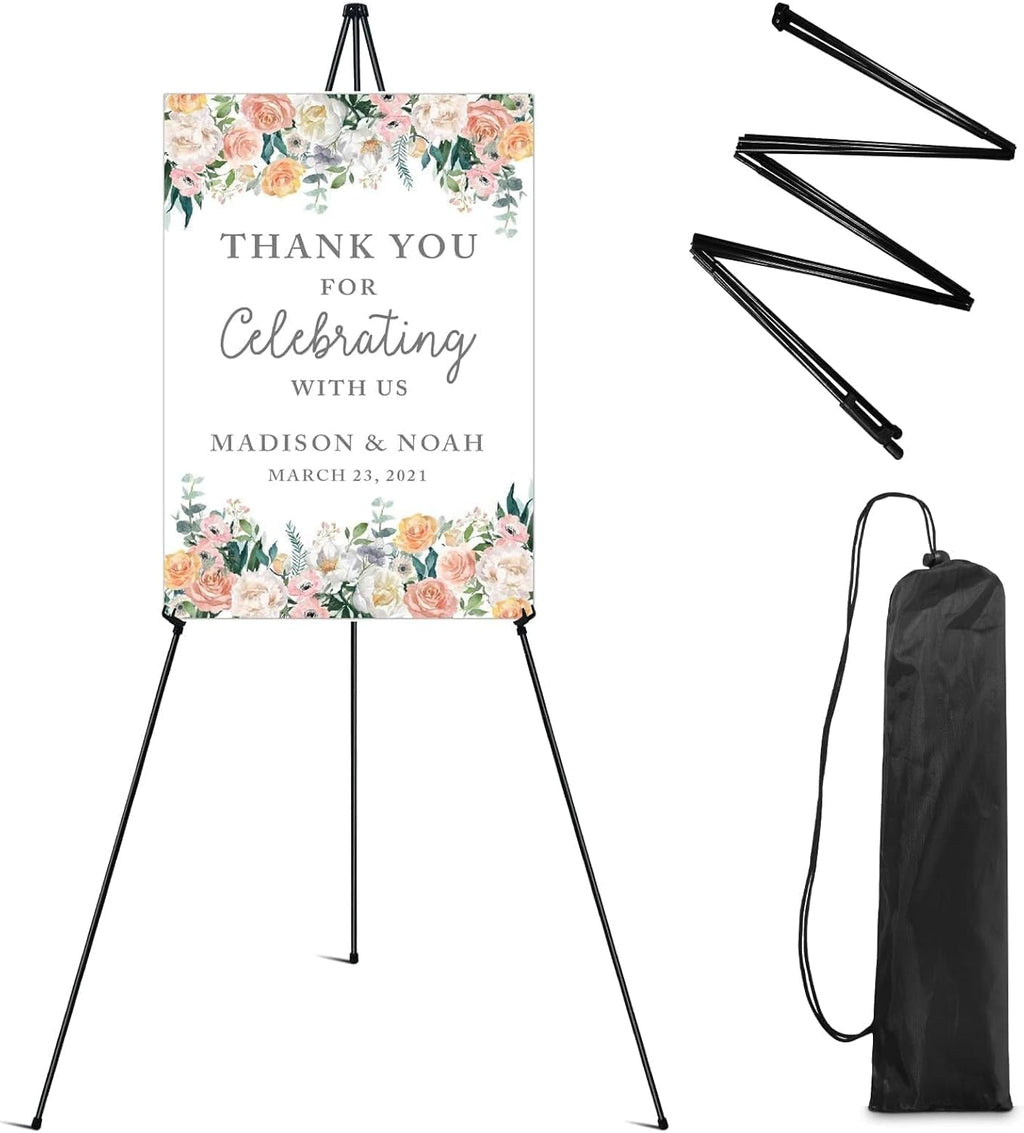 RRFTOK Easel Stand - 63'' Lightweight Portable Ground Tripod for Wedding Signs & Posters | Includes Carry Bag