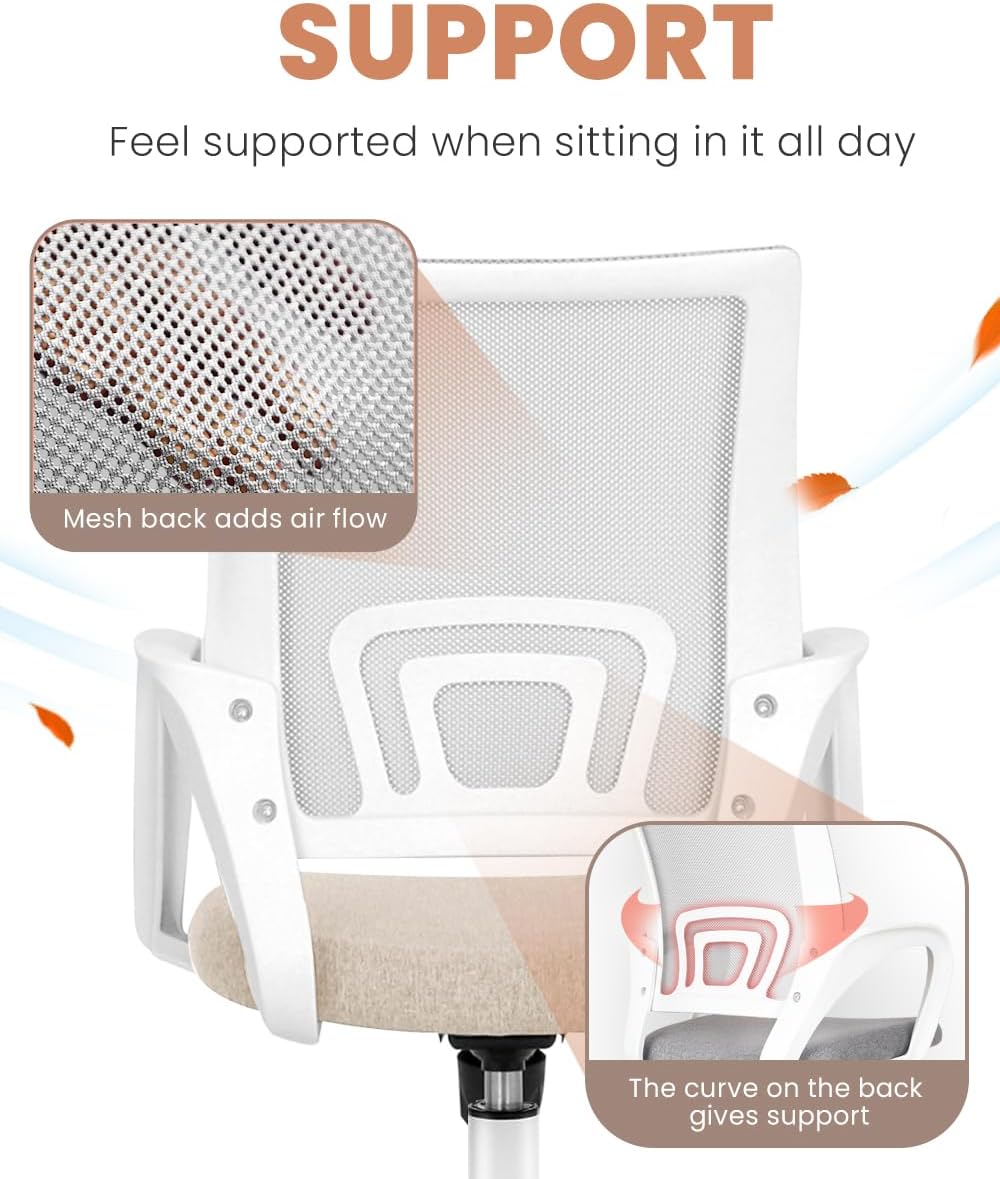 NEO CHAIR Ergonomic Office Desk Chair - Comfy Mesh Cushion with Adjustable Height & Lumbar Support | Beige