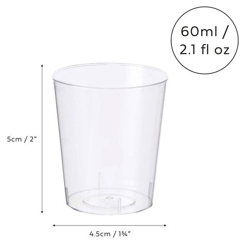 MATANA 500 Clear Plastic Shot Glasses 2oz Disposable Cups, Plastic Shot Cups, Mini Sampling Glasses for Wine Tasting, Tequila, Condiments, Sauce, Jello Shot, Parties - Reusable