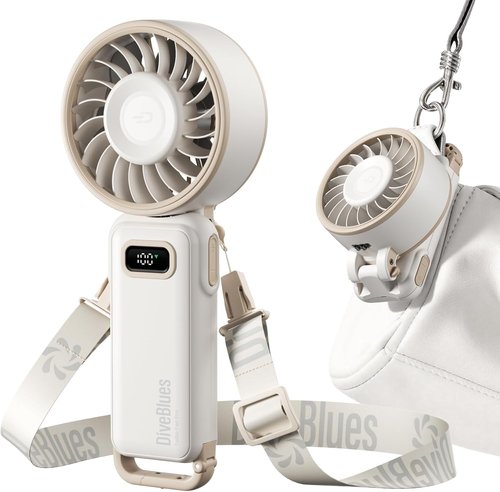 Diveblues Portable Turbo Fan - 100 Speed Handheld Fan with Strong Airflow | Foldable 4-in-1 Design for Travel & Outdoor Use