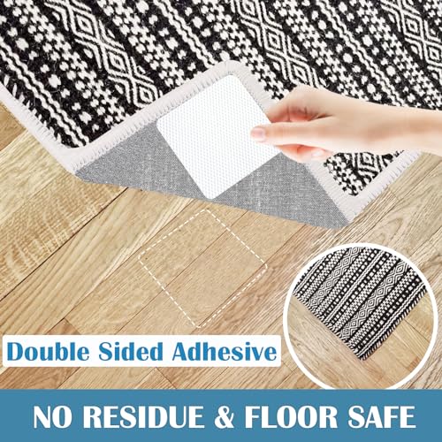 Reusable Double-Sided Rug Grippers - 8 Pack Non-Slip Carpet Tape Pads
