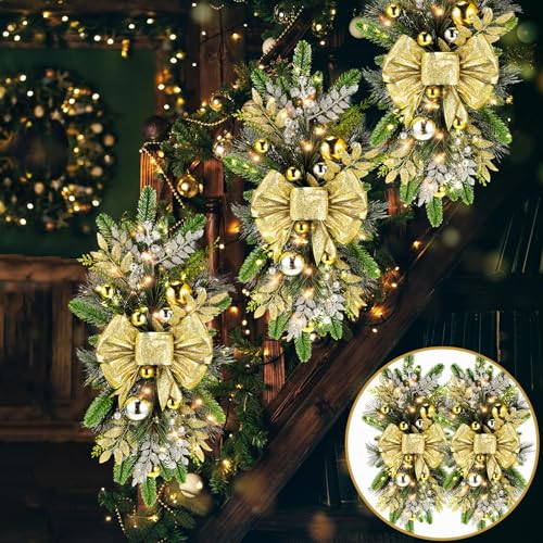 24-Inch Christmas Teardrop Swag with Berries, 4-Pack Artificial Garland