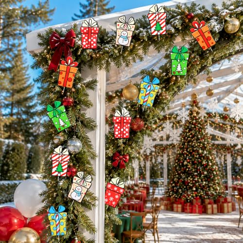 14PCS Christmas Gift Box Tree Picks Decorations Red & Green Holiday Ornaments