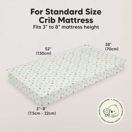 KeaBabies Organic Crib Sheets - 2-Pack Fitted Jersey Cotton for Boys & Girls | Soft, Breathable, Cute Prints (Roarsome) 52x28