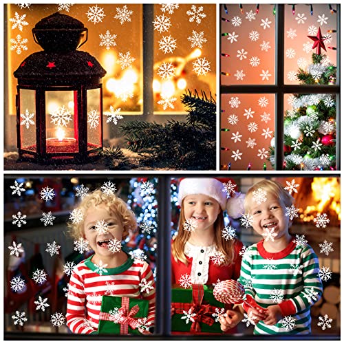 Zuazaor White Snowflake Window Clings - 500 Pieces Winter Christmas Stickers for Present Boxes and Holiday Decor