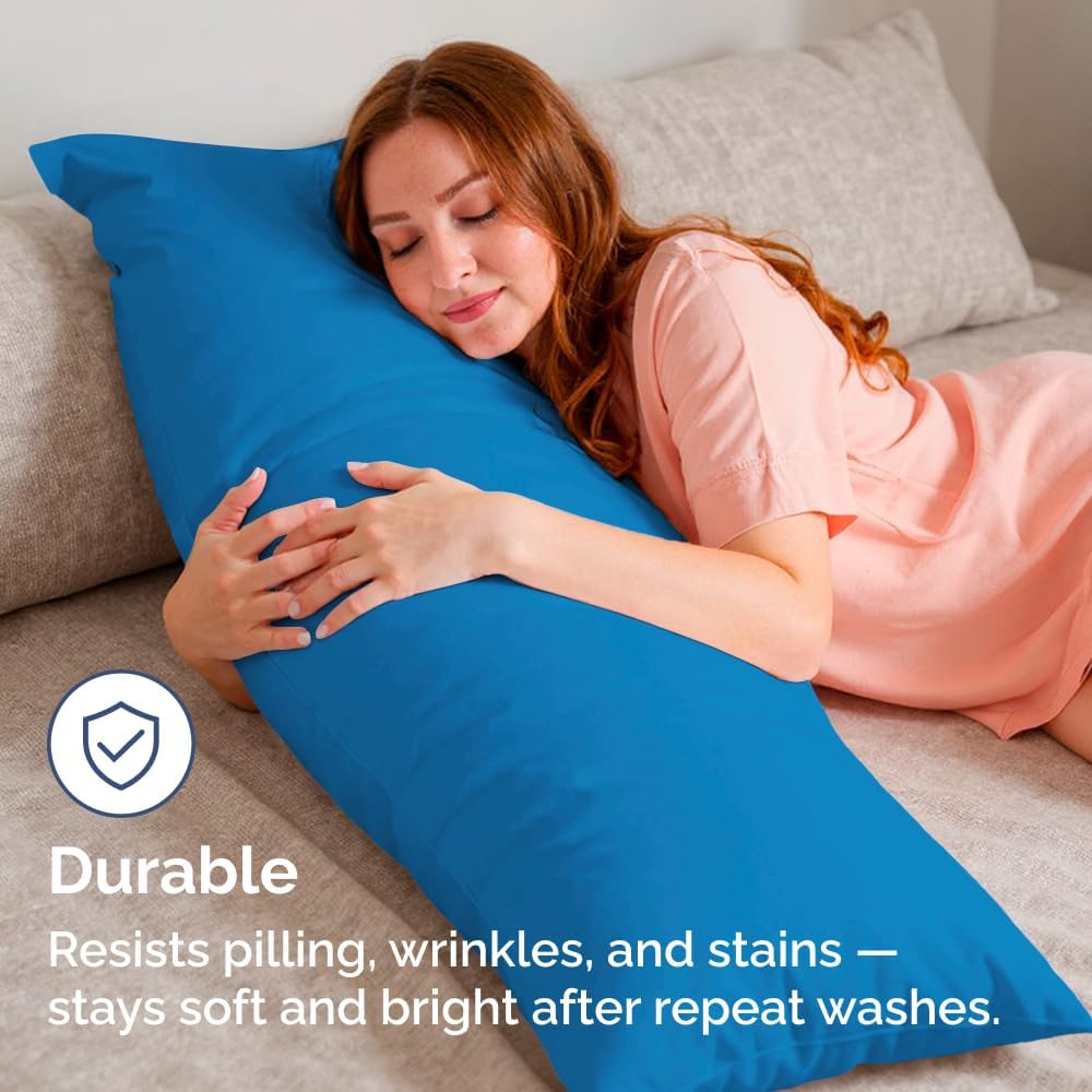 Skiennix Body Pillowcases Set of 4 | Soft 20x54 Long Pillow Covers for Side Sleepers - Comfy, Breathable, Machine Washable - Royal Blue