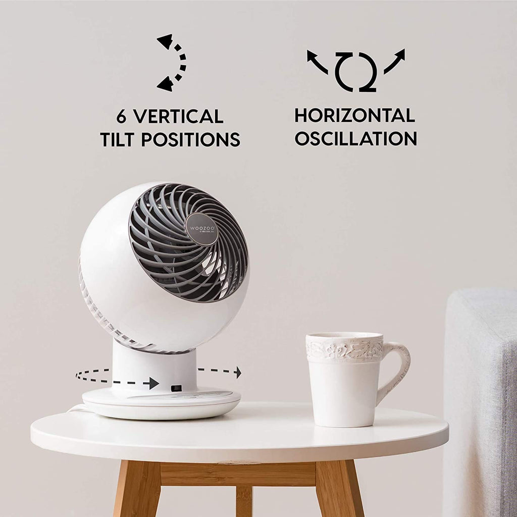 IRIS USA WOOZOO Air Circulator Fan with Remote, Oscillating, 5 Speeds, Quiet Motor, Small Fan for Bedroom, Office, Dorm, White