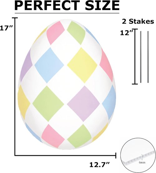 Happy Easter | Classic Yard Sign Home Decor - Colorful Easter Egg Design with Stakes