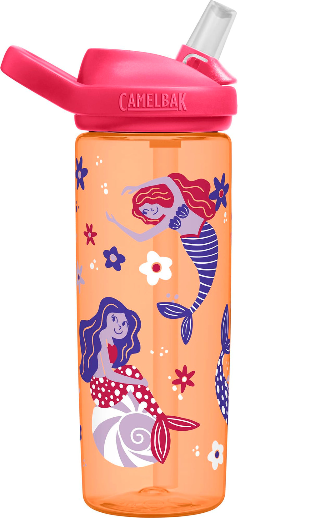 CamelBak Eddy+ Kids Bite Valve Straw Tritan Renew Water Bottle Retro Floral Mermaid, 20oz