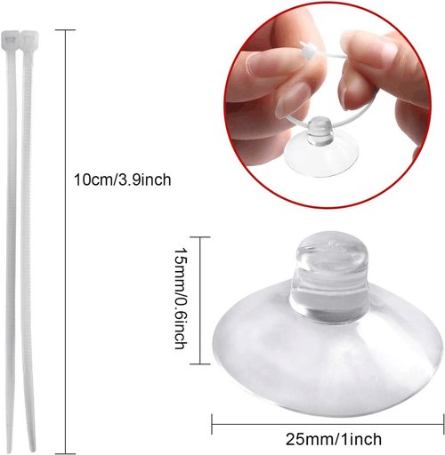 FEBSNOW Aquarium Suction Cups - 30 PCS Adjustable Clips for Fish Tank Plants & Moss Binding (10)