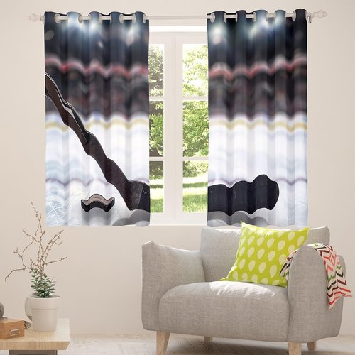 Ice Hockey Curtains for Bedroom Living Room for Girls Kids Sports Game Puck Sports Darkening Drapes Ice Sports Players Room Decorative Curtains Striped Window Treatments (2 Panels,52 x 63 Inch)
