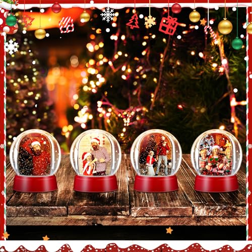 Wettarn 48 Pcs Christmas Photo Snow Globes DIY Craft Kit in Red