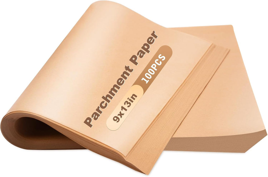 Unbleached Parchment Paper by [Brand Name] - 100 PCS Nonstick Baking Sheets | 23cm x 33cm, High Temp & Oil Resistant