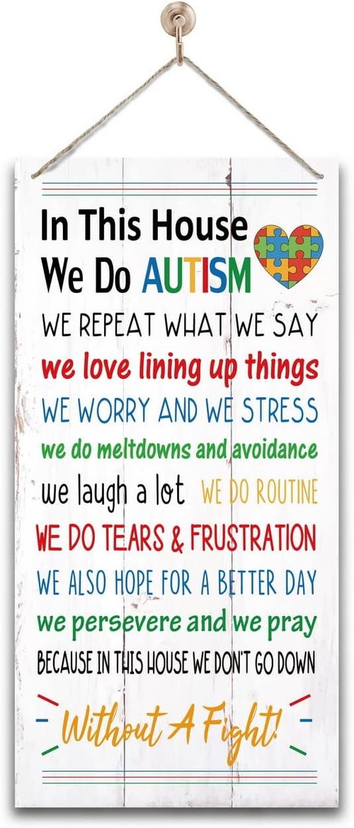Autism House Decor - 'In This House We Do Autism' Motivational Wood Sign | Inspirational Home Decor