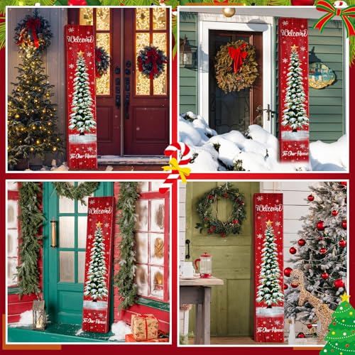 SmoothNovelty Pine Tree Christmas Wooden Porch Sign 47'' Welcome Holiday Decor