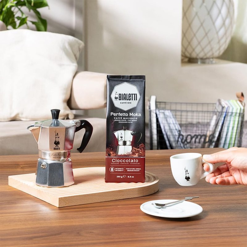 Bialetti - Perfetto Moka Cioccolato: Medium Roasting Ground Coffee, Chocolate Aroma, 8.8 Oz - 250g, Bag with Flavour-Saving Valve