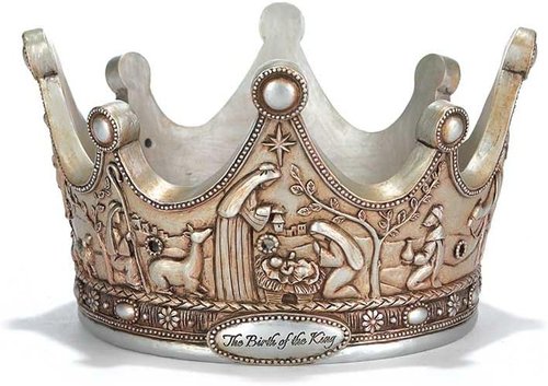 Dicksons Advent Candle Holder - The Birth of The King Crown Design in Brushed Silver Tone, 7 x 5 Inches
