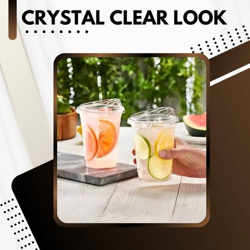 Green Direct 20 oz. Disposable Plastic Clear Cups with Strawless Sip Lids for Iced Coffee 50