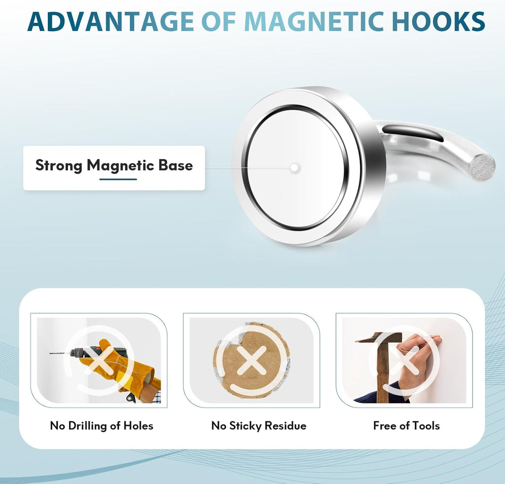 Neosmuk Magnetic Hooks - Heavy Duty 30lb+ Magnetic Hooks for Cruise Cabins, Refrigerators & Grills | Essential Travel Must-Have
