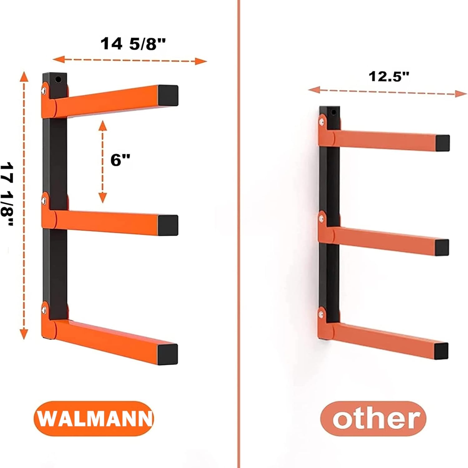 WALMANN Lumber Storage Rack - Heavy Duty Wall Mount for Garage | Overhead Wood Storage (2 Pairs)