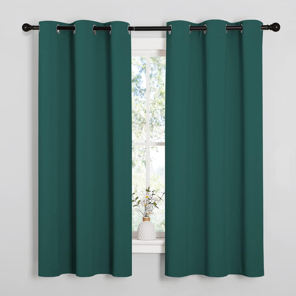 NICETOWN Blackout Curtains - Thermal Insulated Grommet Drapes for Dining Room | Hunter Green, 42x63 Inch (1 Pair)