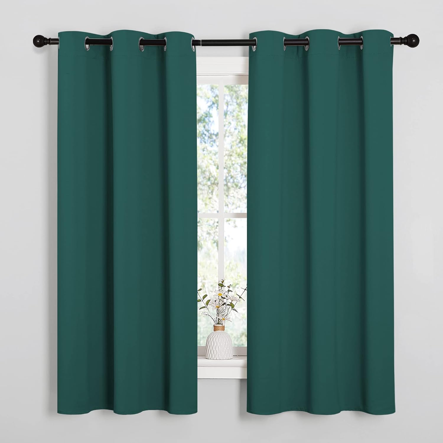 NICETOWN Blackout Curtains - Thermal Insulated Grommet Drapes for Dining Room | Hunter Green, 42x63 Inch (1 Pair)
