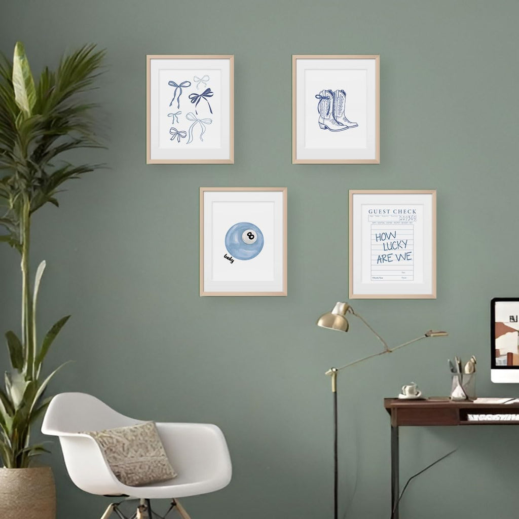 XYDEG Blue Bow Room Decor - Aesthetic Coastal Cowgirl Posters for Teen Girls | Set of 4, 8x10 Unframed