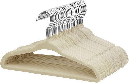 ManGotree Baby Velvet Clothes Hangers - Space-Saving Non-Slip Design for Kids | 30 Pack in Beige