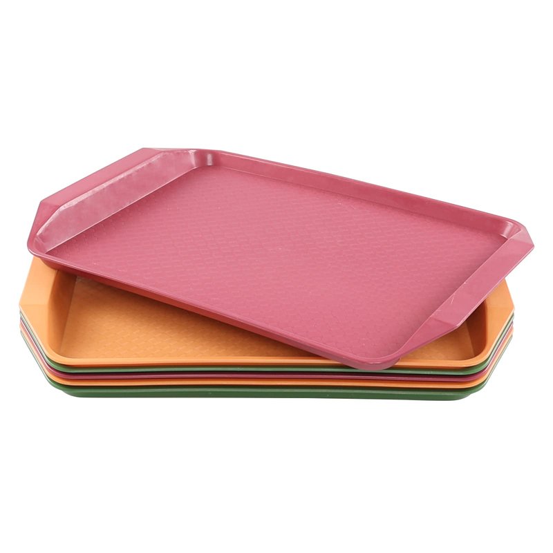 Leendines Plastic Fast Food Serving Trays, 6 Packs Colored Cafeteria Trays